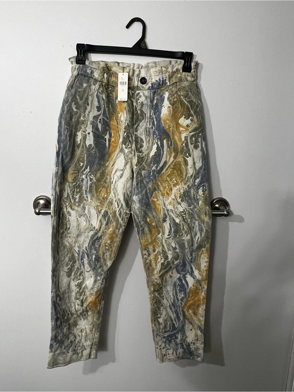 Anthropologie Men's Marble-Print Chinos in White, Gray & Gold